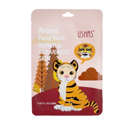 Maska do twarzy Nawilżająca Naprawczo-Odmładzająca w Płachcie  Animal Facial Mask Repair & Rejuvenate Skin - Ushas- 25 ml