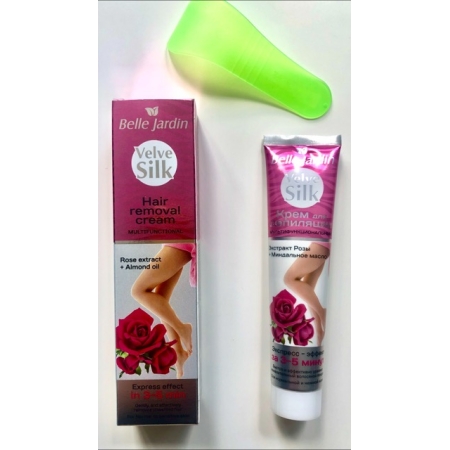 Krem do depilacji usuwania włosków wielofunkcyjny Velve Silk RÓŻA  Extract & OLEJEK MIGDAŁOWY - Belle Jardin - 75 ml