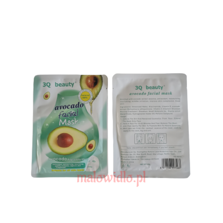 Maska z Avocado w Płachcie 100 % Natural Facial mask 3 Q Beauty - 30 ml