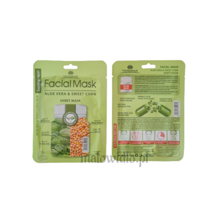 Maska w Płachcie z ALOESEM I SŁODKĄ KUKURYDZĄ  Aloe Vera & Sweet Corn Facial Mask- 30 ml