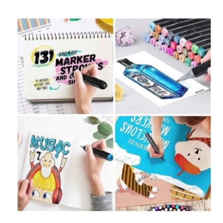 Markery Alkoholowe Dwustronne Zestaw 120szt.+Torba Gratis